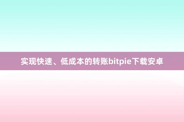 实现快速、低成本的转账bitpie下载安卓