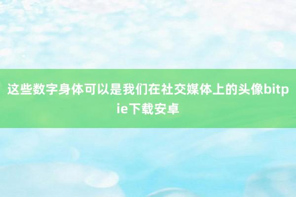 这些数字身体可以是我们在社交媒体上的头像bitpie下载安卓