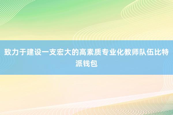 致力于建设一支宏大的高素质专业化教师队伍比特派钱包