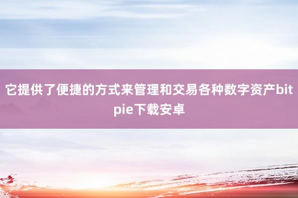 它提供了便捷的方式来管理和交易各种数字资产bitpie下载安卓