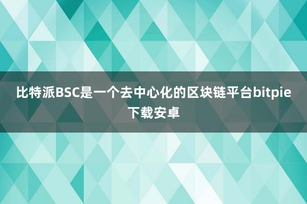 比特派BSC是一个去中心化的区块链平台bitpie下载安卓